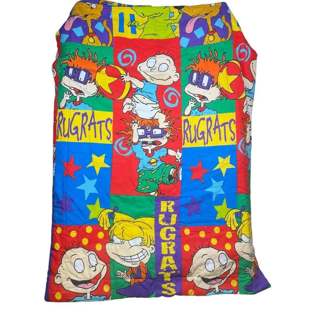 1996 Rugrats Nickelodeon Comforter 2 Sided VTG Tommy Pickles Reptar 60x87